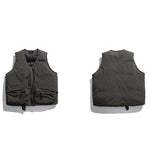 Load image into Gallery viewer, V-NECK TAPE TIGHTENING &amp; ZIPPER PUFFER VEST
