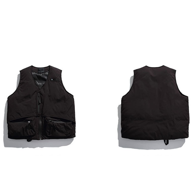 V-NECK TAPE TIGHTENING & ZIPPER PUFFER VEST