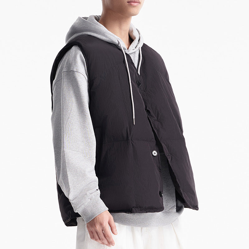 V-NECK WARM PUFFER VEST JACKET