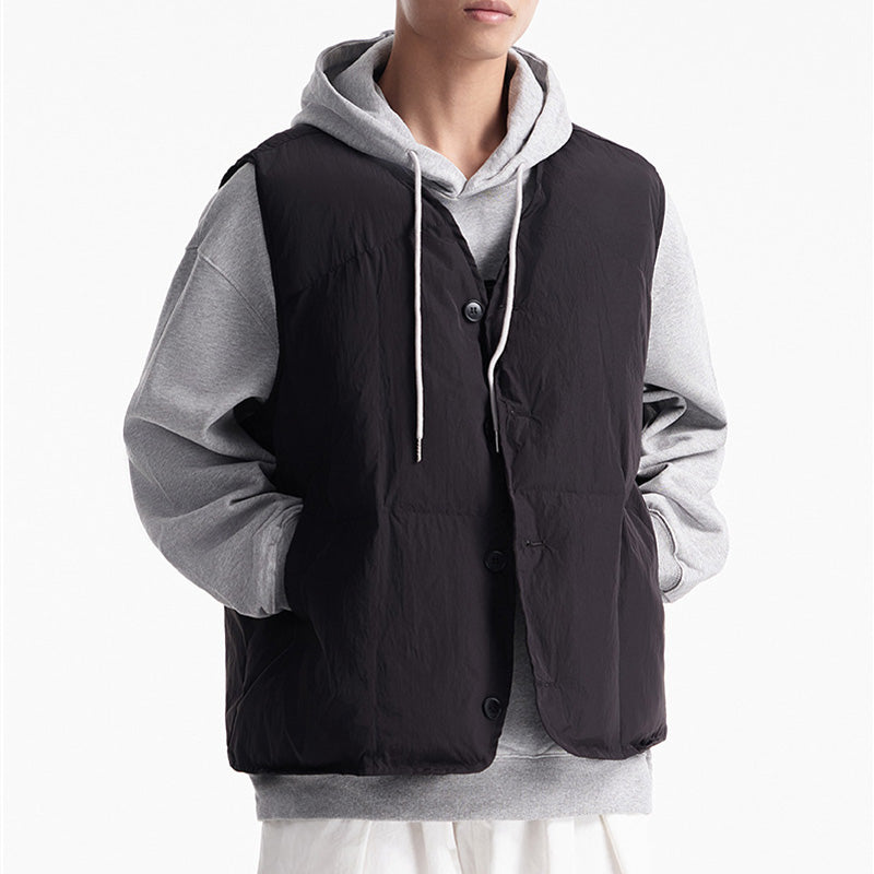 V-NECK WARM PUFFER VEST JACKET