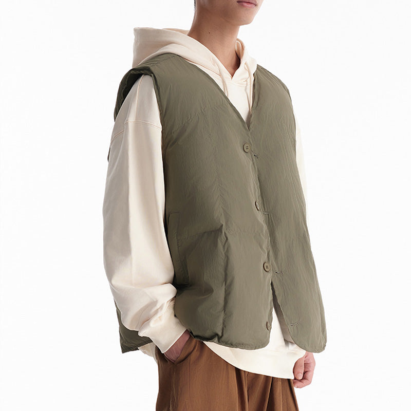 V-NECK WARM PUFFER VEST JACKET