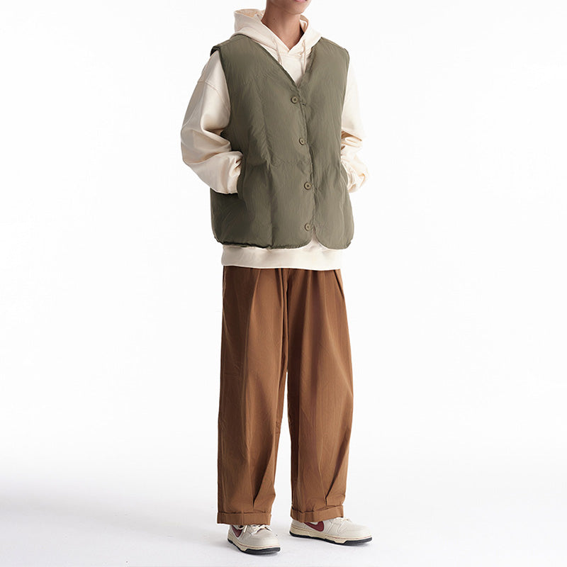 V-NECK WARM PUFFER VEST JACKET