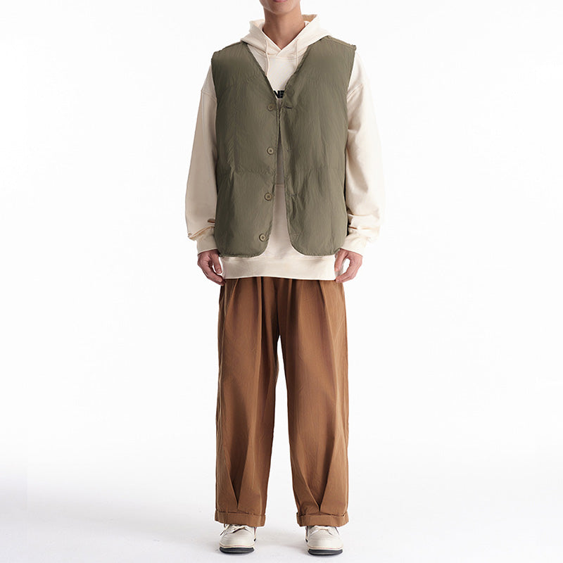 V-NECK WARM PUFFER VEST JACKET