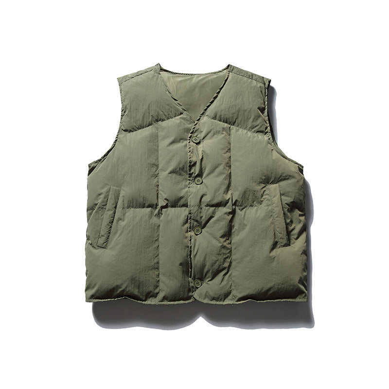 V-NECK WARM PUFFER VEST JACKET