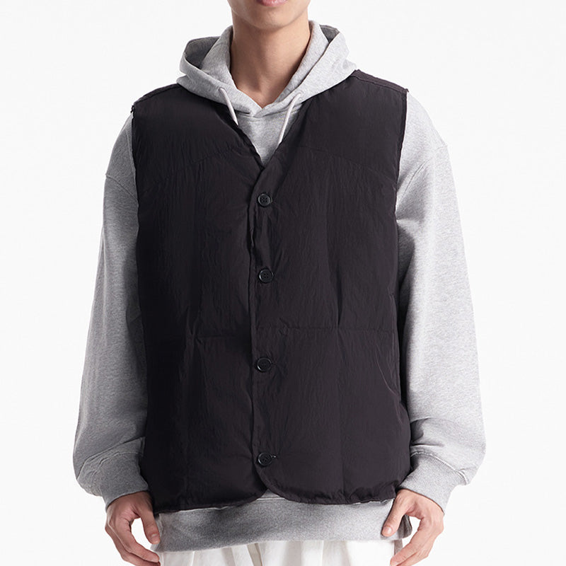 V-NECK WARM PUFFER VEST JACKET