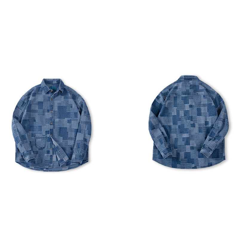 VINTAGE BLUE PANEL DENIM SHIRT