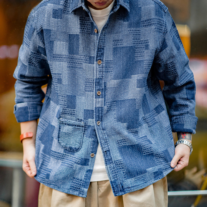 VINTAGE BLUE PANEL DENIM SHIRT