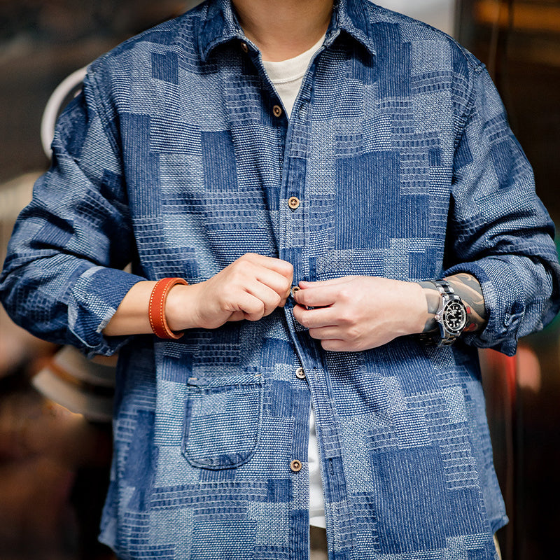 VINTAGE BLUE PANEL DENIM SHIRT