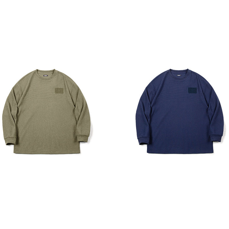 WAFFLE VELCRO LONG-SLEEVED SWEATSHIRT WITH BROOCH