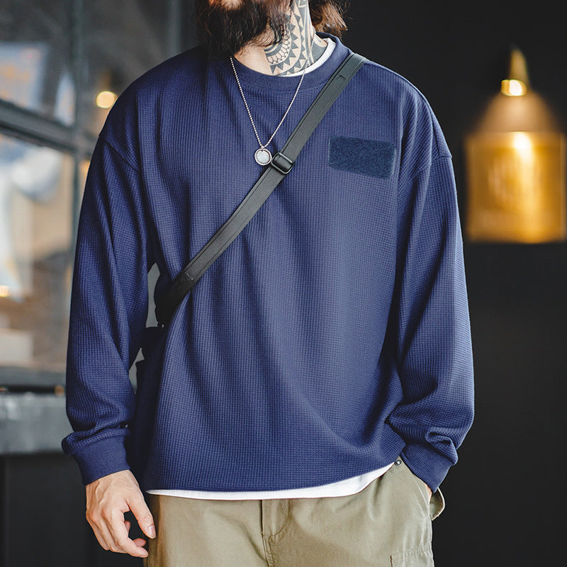 WAFFLE VELCRO LONG-SLEEVED SWEATSHIRT WITH BROOCH