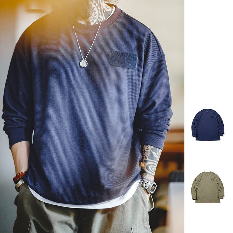 WAFFLE VELCRO LONG-SLEEVED SWEATSHIRT WITH BROOCH