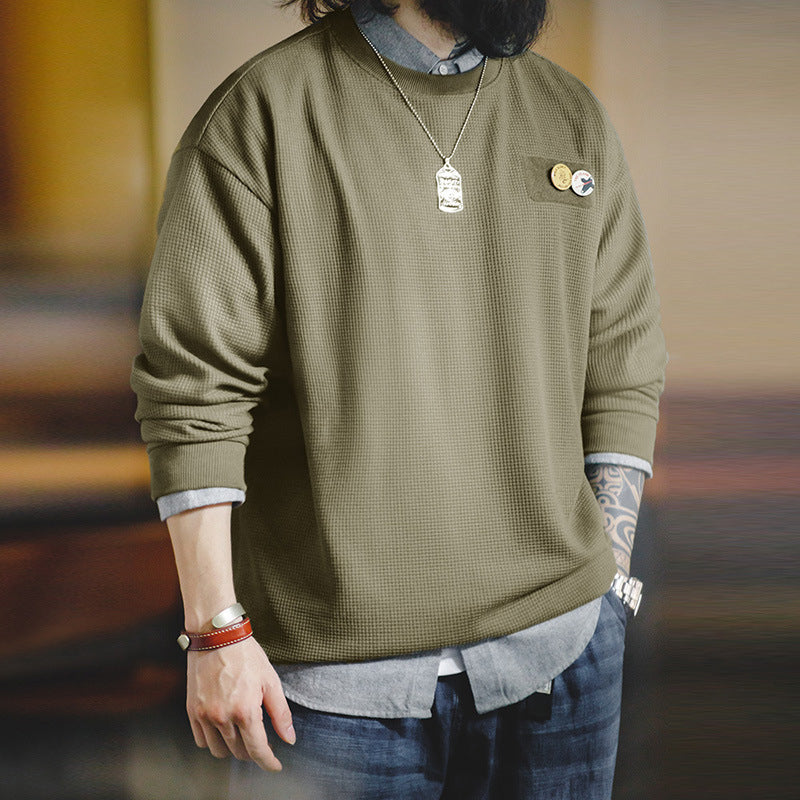 WAFFLE VELCRO LONG-SLEEVED SWEATSHIRT WITH BROOCH
