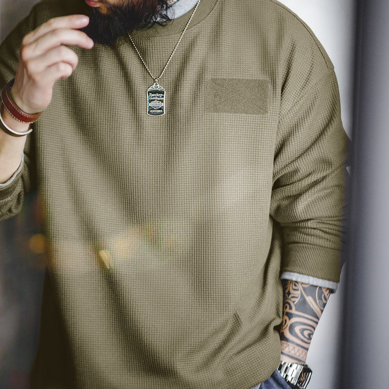 WAFFLE VELCRO LONG-SLEEVED SWEATSHIRT WITH BROOCH