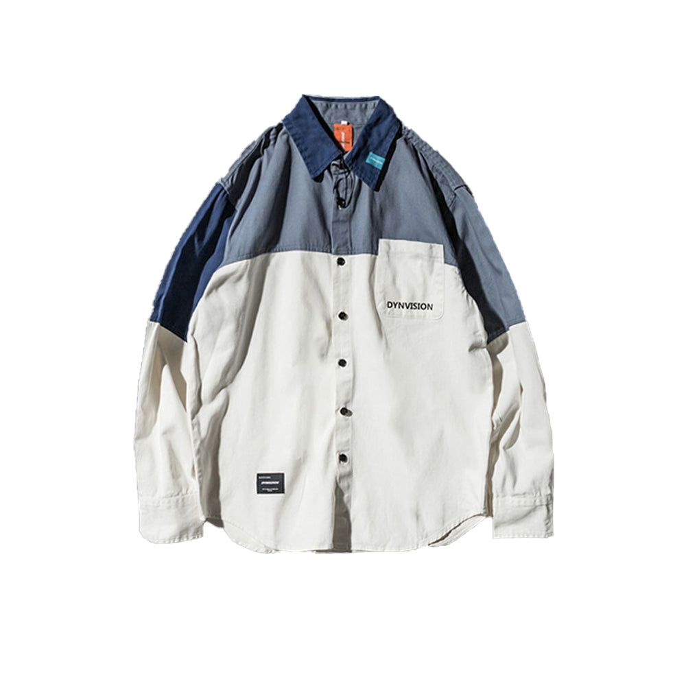 LOOSE CASUAL PATCHWORK SHIRT JACKET