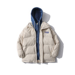 Load image into Gallery viewer, casual-zipper-cotton-puffy-fake-two-hooded-thickened-jacket
