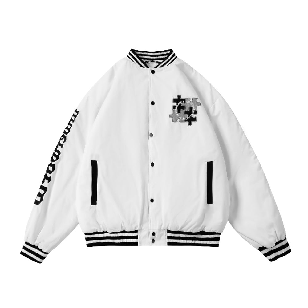 PUZZLES PRINTED BASEBALL JERSEY