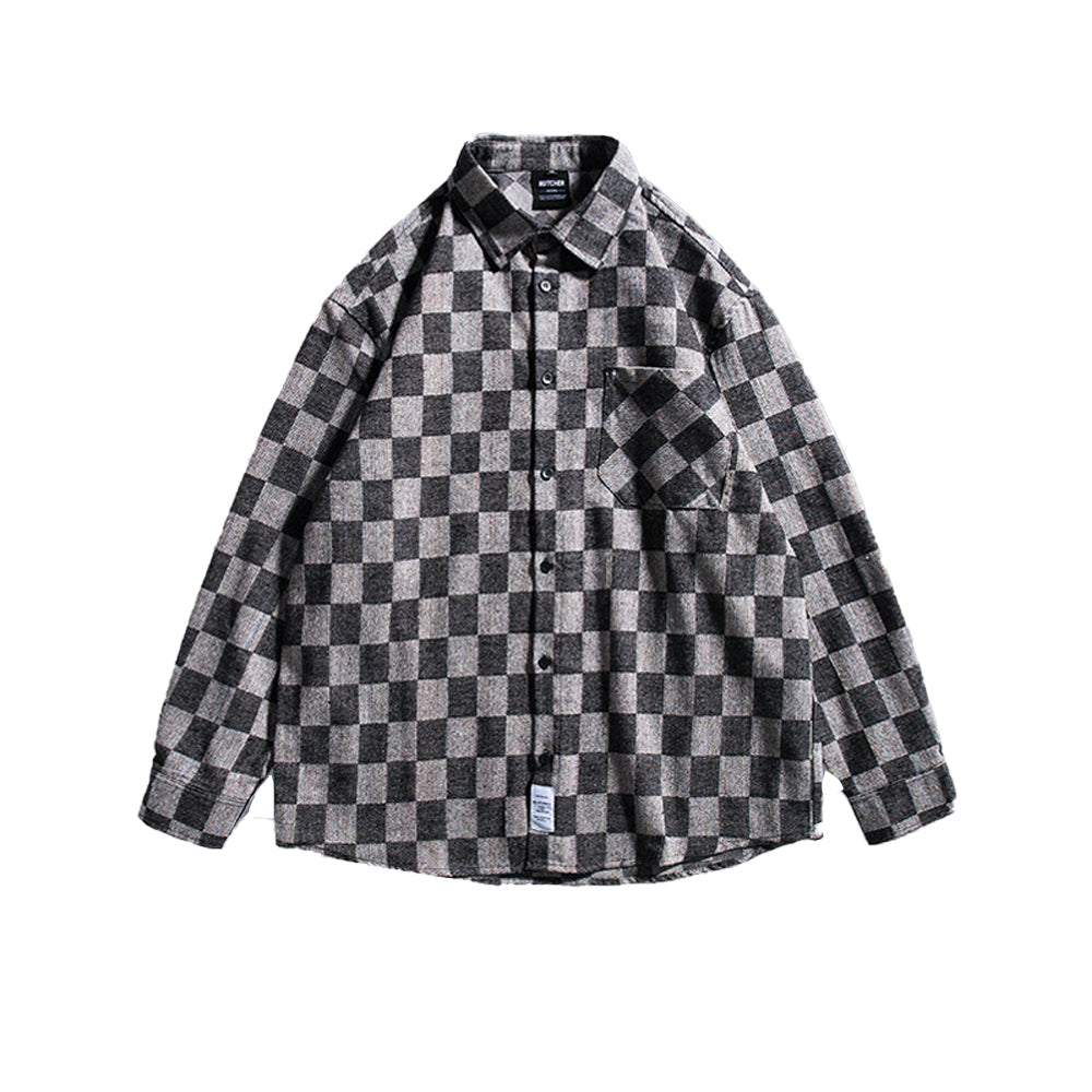 LOOSE CASUAL PLAID SHIRT