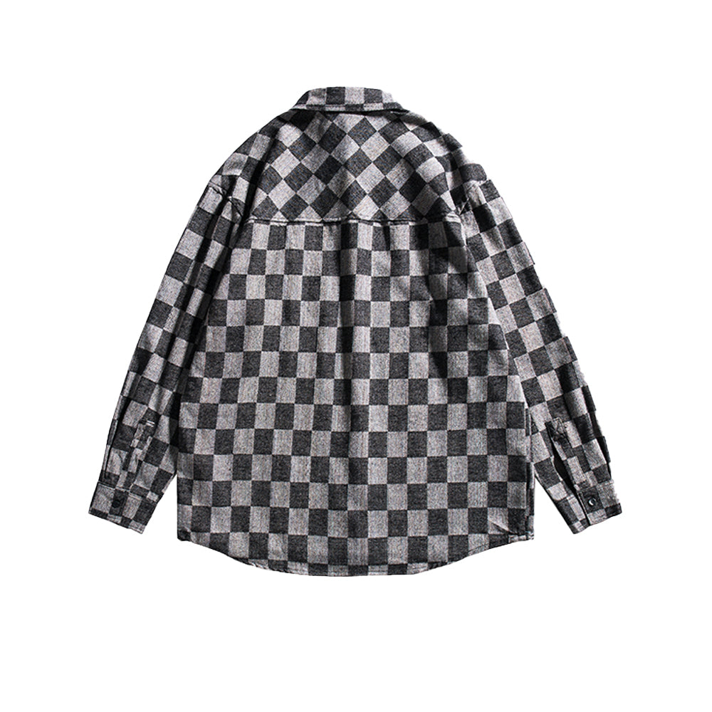 LOOSE CASUAL PLAID SHIRT