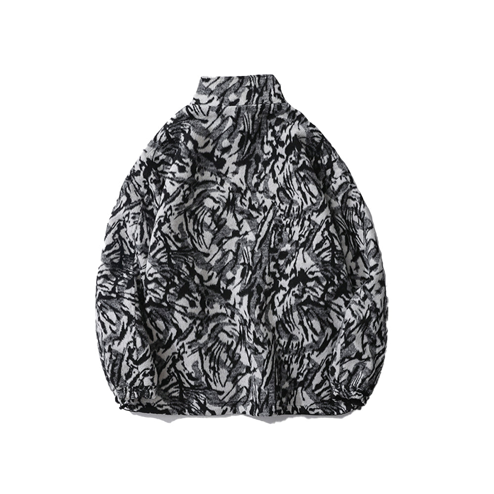 LEOPARD PRINT PLUSH COLLAR COAT