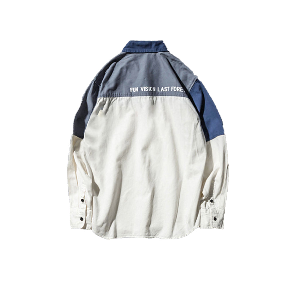 LOOSE CASUAL PATCHWORK SHIRT JACKET