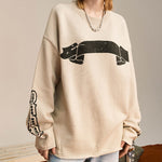 Load image into Gallery viewer, 390G RIPPED KNITTED ARM PRINT WOOL TERRY SWEATER
