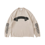 Load image into Gallery viewer, 390G RIPPED KNITTED ARM PRINT WOOL TERRY SWEATER

