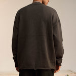 Load image into Gallery viewer, 390G RIPPED KNITTED ARM PRINT WOOL TERRY SWEATER
