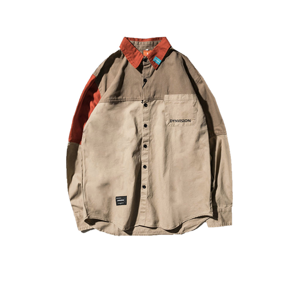 LOOSE CASUAL PATCHWORK SHIRT JACKET