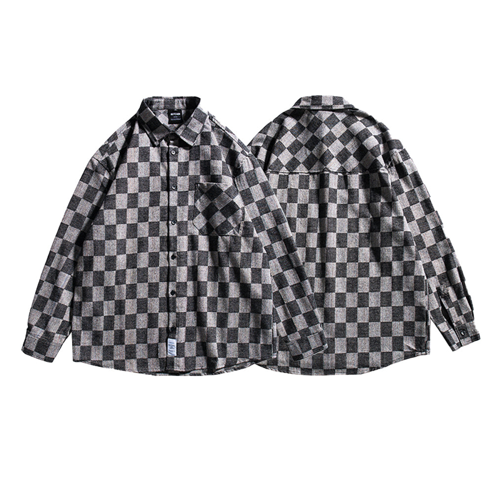 LOOSE CASUAL PLAID SHIRT