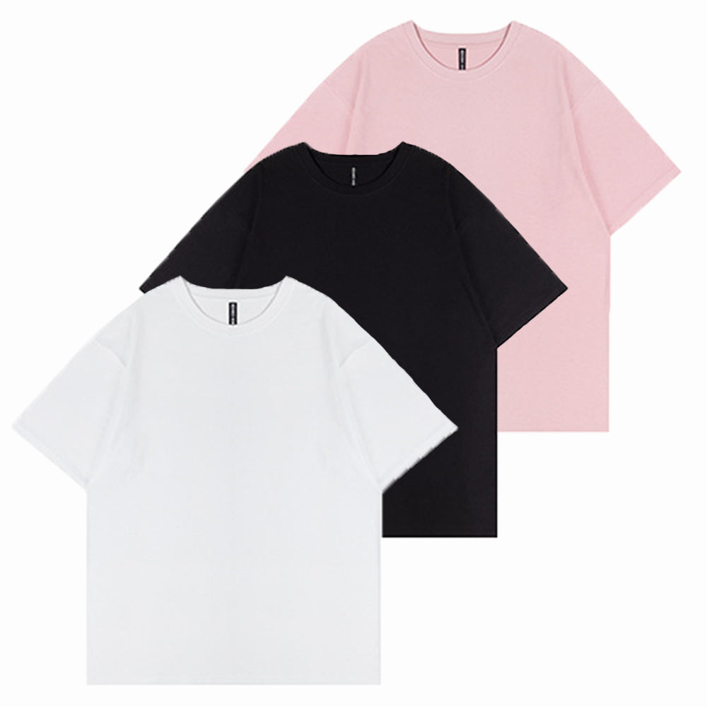 3 PACK 200G PURE COTTON HALF-SLEEVES WITH DROPPED SHOULDER T-SHIRT