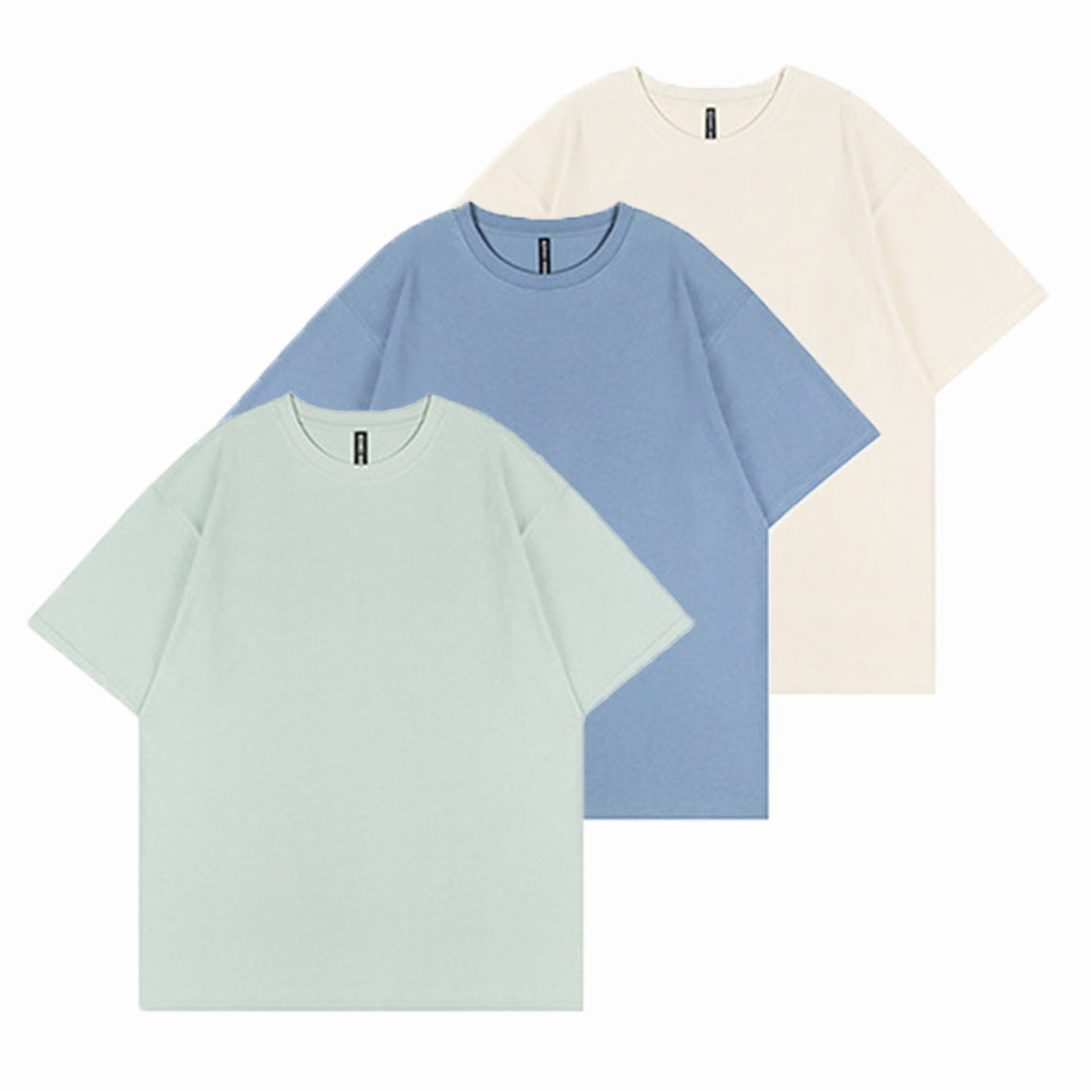3 PACK 200G PURE COTTON HALF-SLEEVES WITH DROPPED SHOULDER T-SHIRT