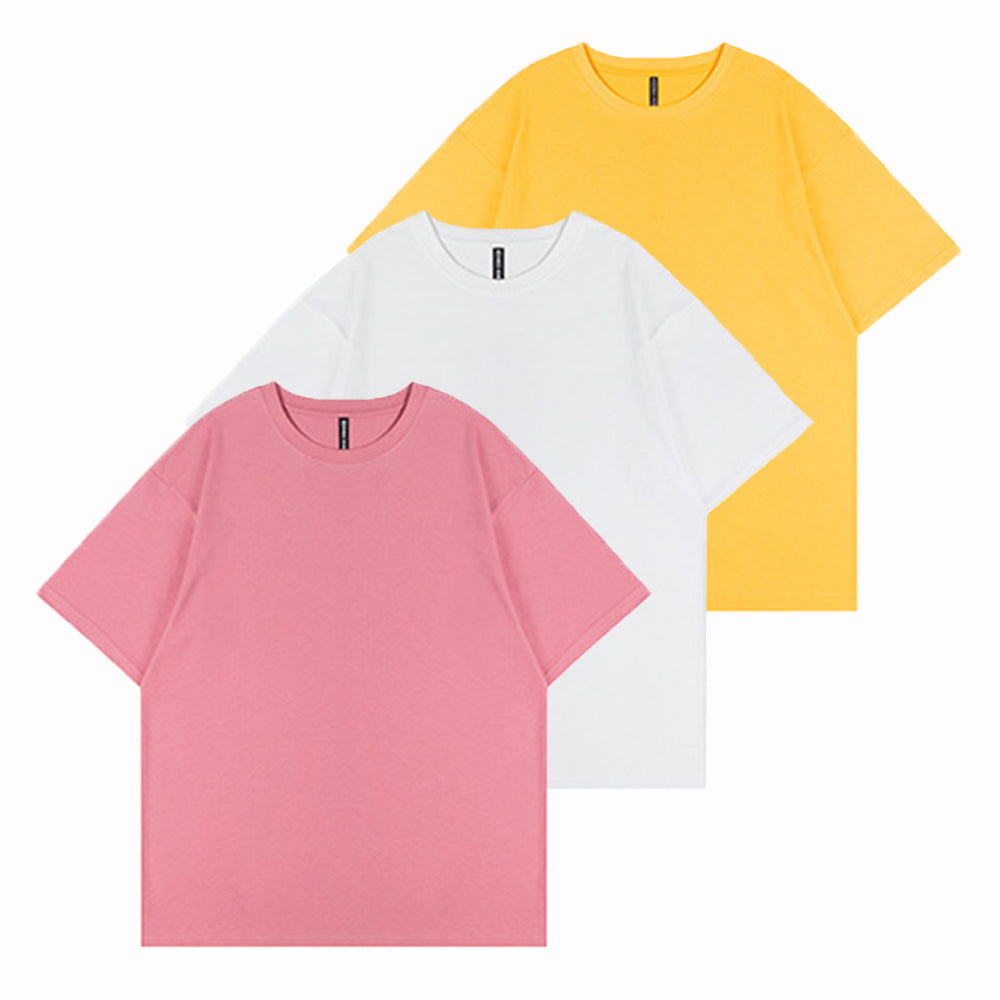 3 PACK 200G PURE COTTON HALF-SLEEVES WITH DROPPED SHOULDER T-SHIRT