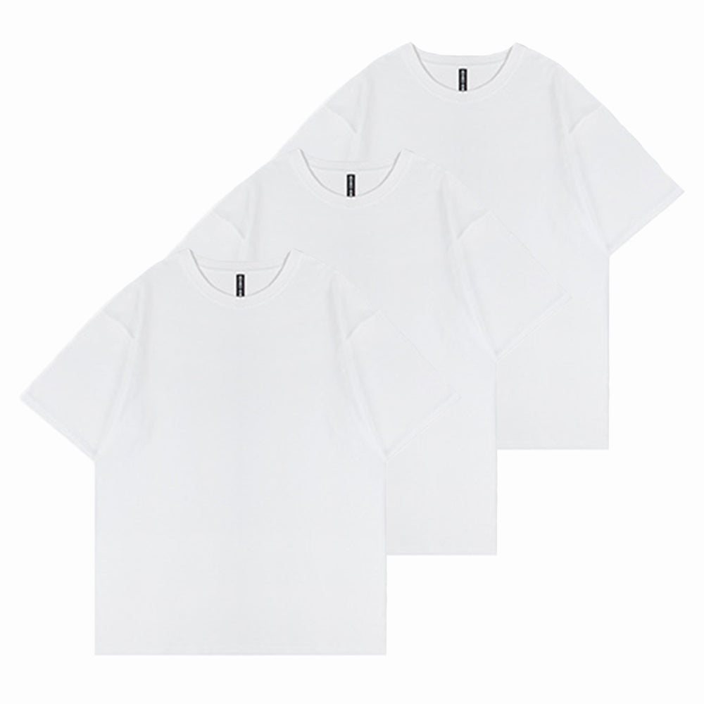 3 PACK 200G PURE COTTON HALF-SLEEVES WITH DROPPED SHOULDER T-SHIRT