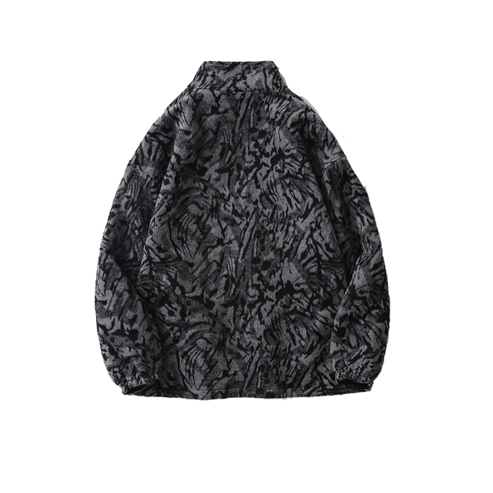 LEOPARD PRINT PLUSH COLLAR COAT