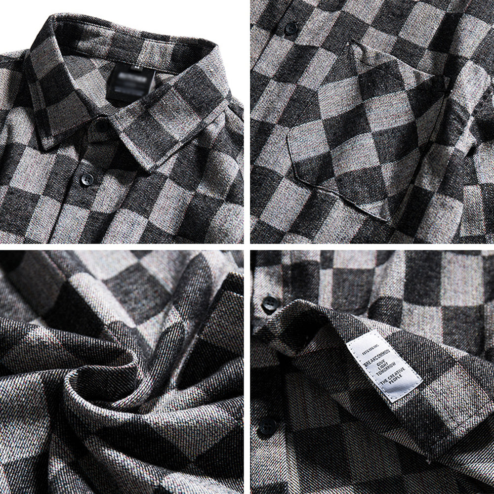 LOOSE CASUAL PLAID SHIRT