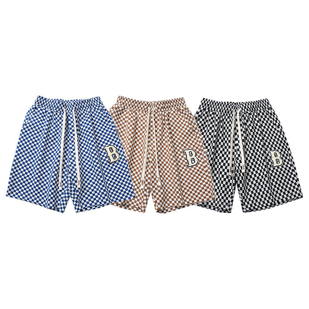 ALLOVER PLAID PATCHWORK SHORTS