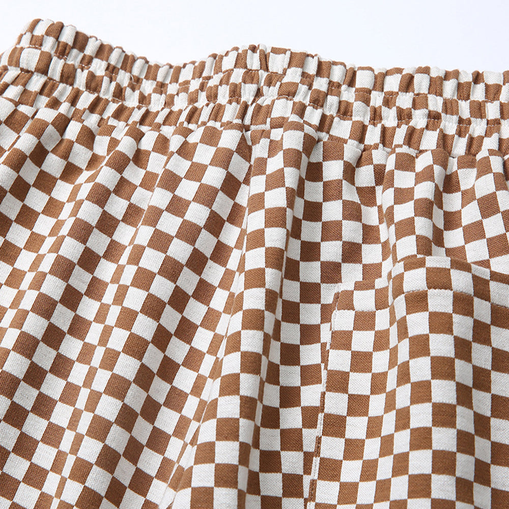 ALLOVER PLAID PATCHWORK SHORTS