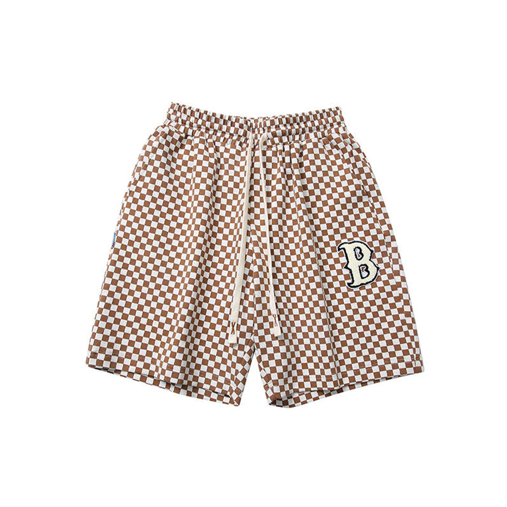 ALLOVER PLAID PATCHWORK SHORTS