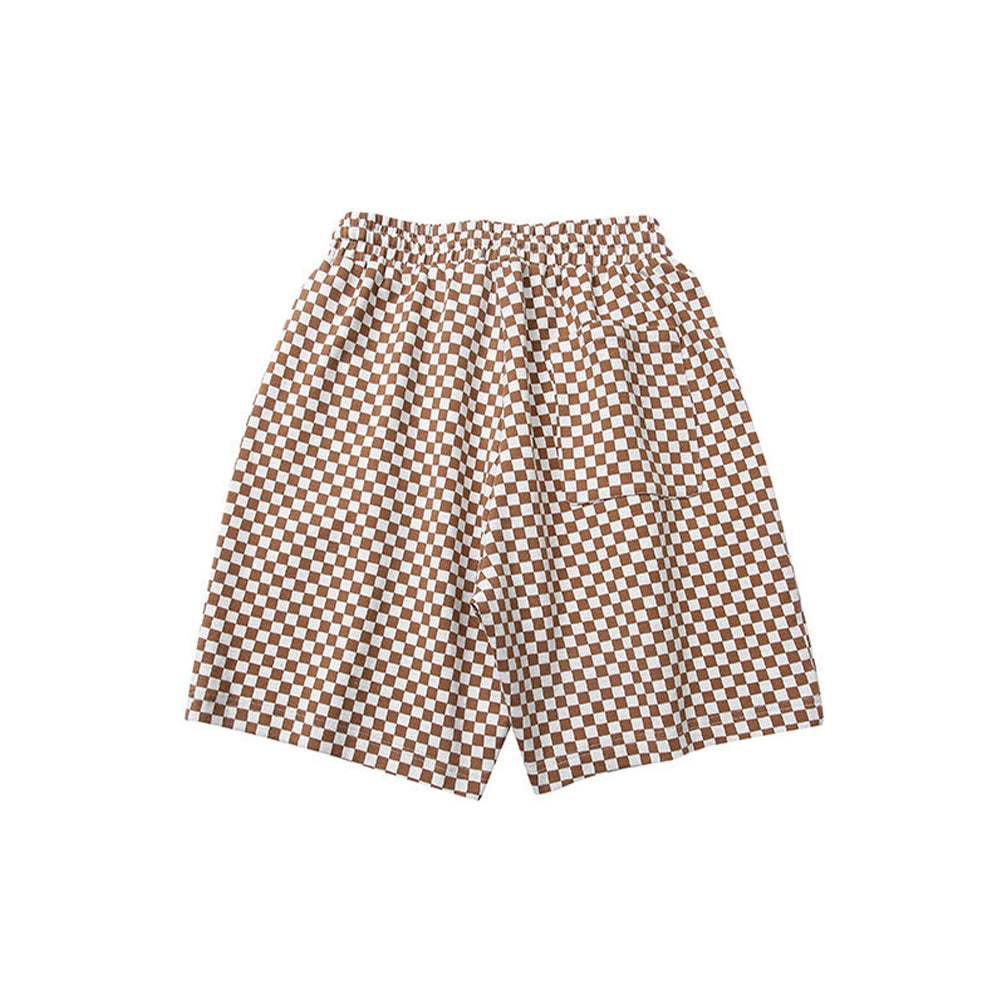 ALLOVER PLAID PATCHWORK SHORTS
