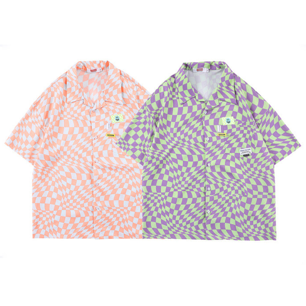 CHECKBOARD SPACE DISTORTION PHANTOM SHORT SLEEVES