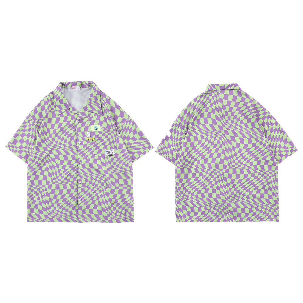 CHECKBOARD SPACE DISTORTION PHANTOM SHORT SLEEVES