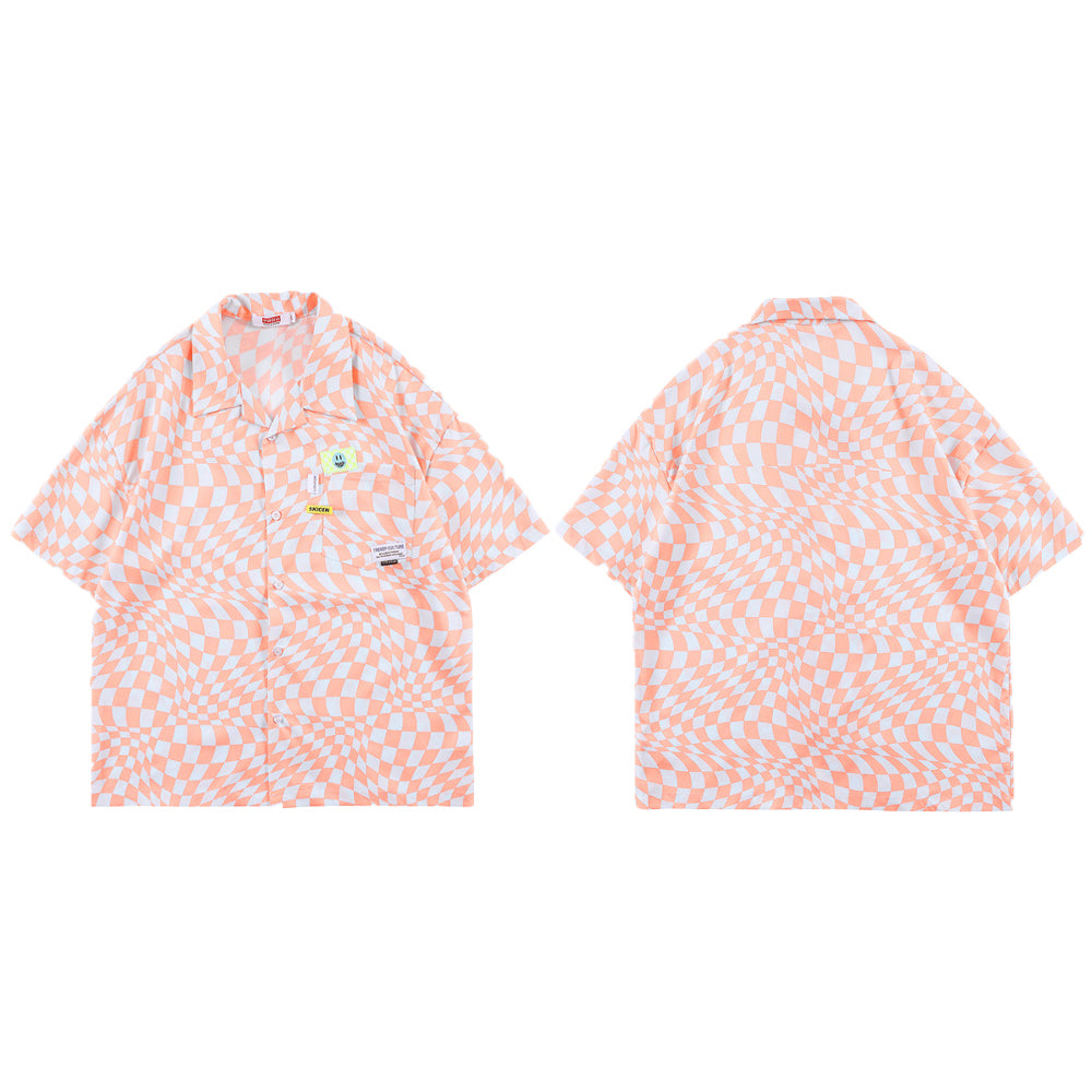 CHECKBOARD SPACE DISTORTION PHANTOM SHORT SLEEVES