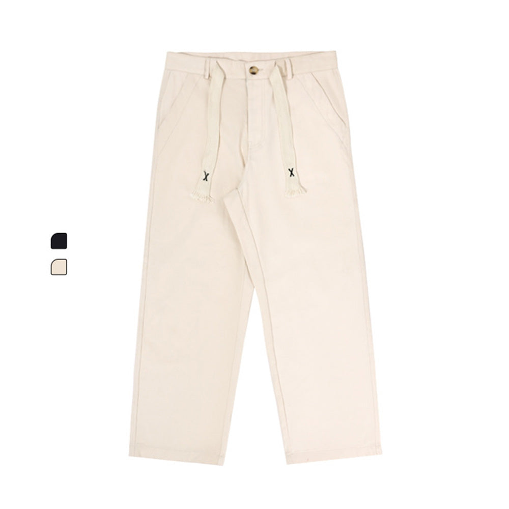 COTTON LONG BELT BEIGE & BLACK PANTS