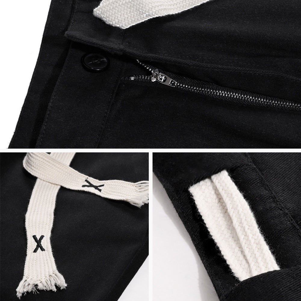 COTTON LONG BELT BEIGE & BLACK PANTS