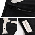 Load image into Gallery viewer, COTTON LONG BELT BEIGE &amp; BLACK PANTS
