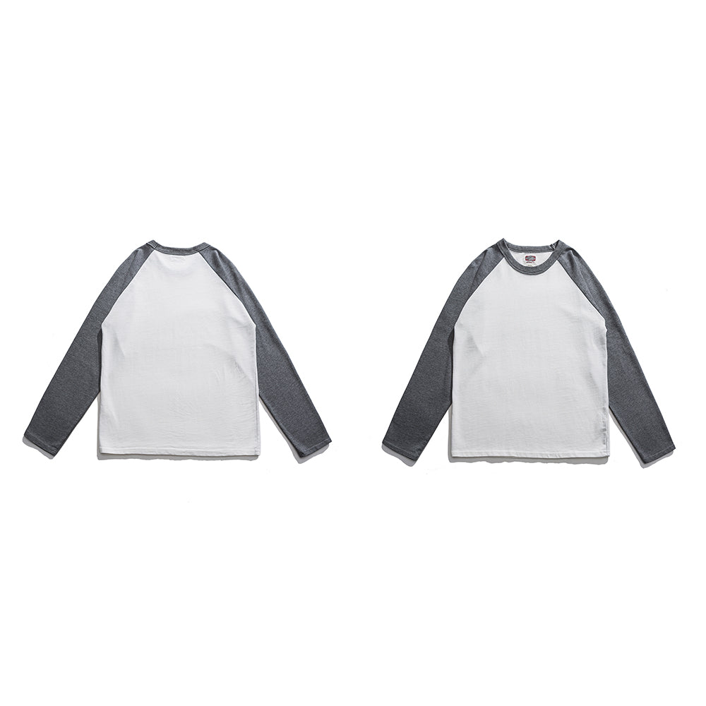 CREW-NECK RAGLAN 100% CUTTON RETRO COLOR CONTRAST LONG SLEEVES