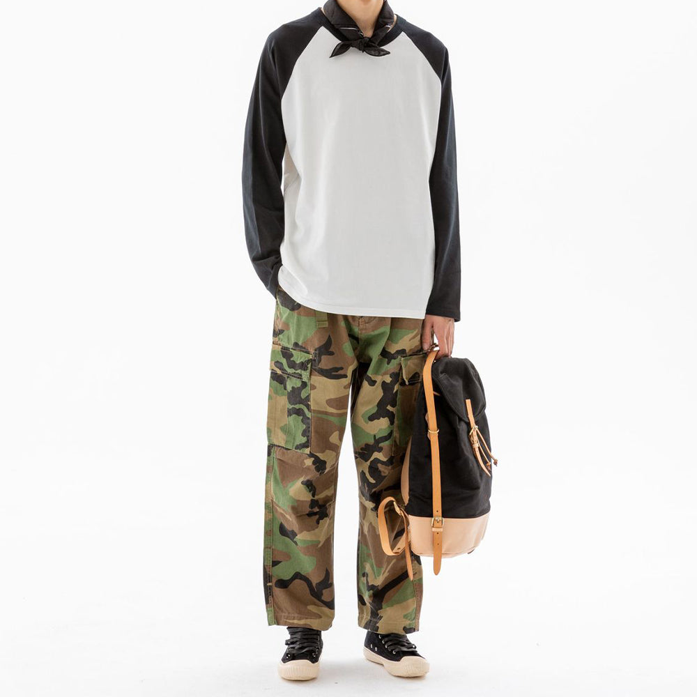 CREW-NECK RAGLAN 100% CUTTON RETRO COLOR CONTRAST LONG SLEEVES