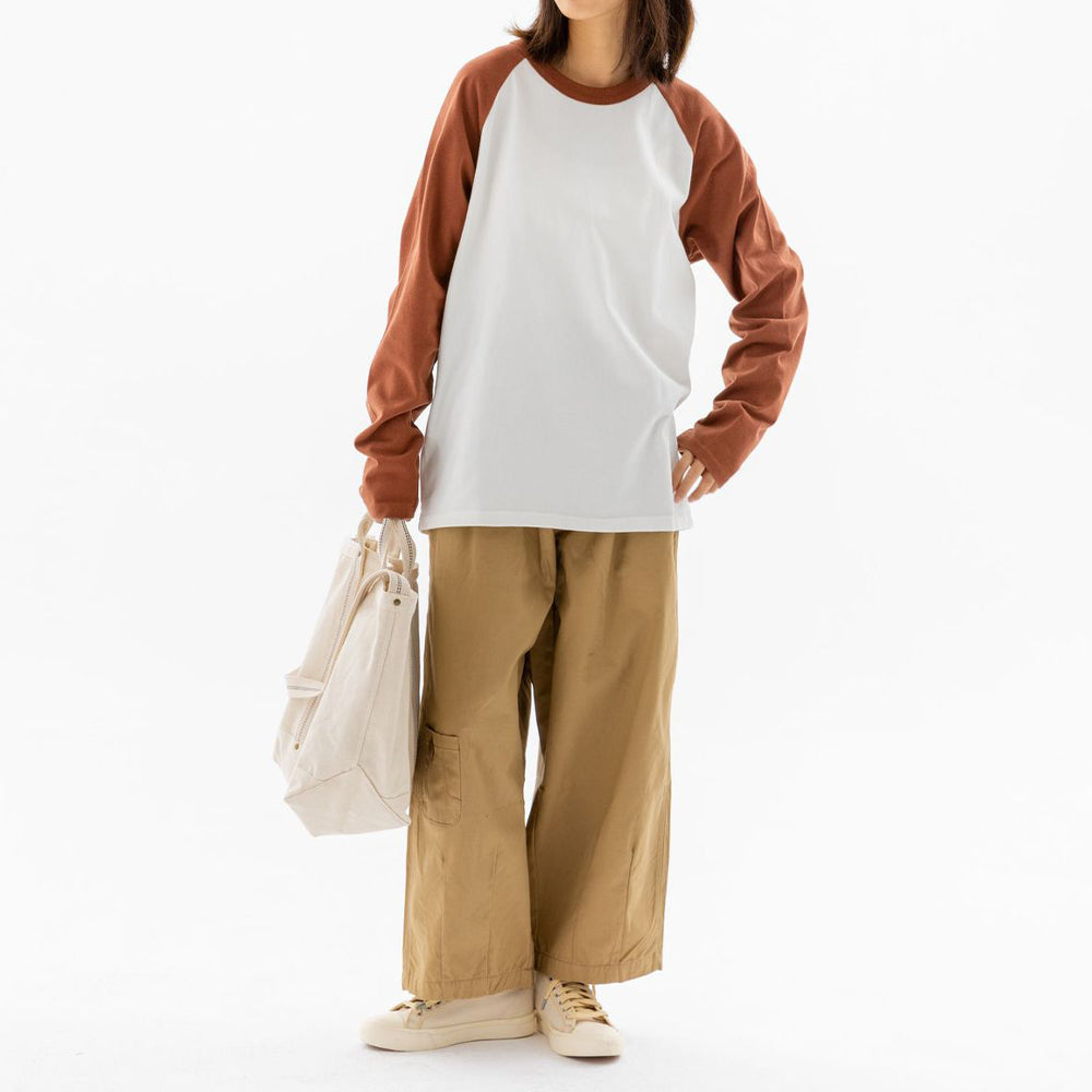 CREW-NECK RAGLAN 100% CUTTON RETRO COLOR CONTRAST LONG SLEEVES