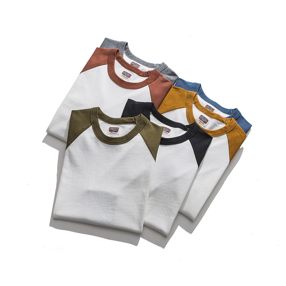 CREW-NECK RAGLAN 100% CUTTON RETRO COLOR CONTRAST LONG SLEEVES