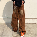 Load image into Gallery viewer, DISTRESSED LIGHTNING PATCH WASHED GRIND WHITE JEAN
